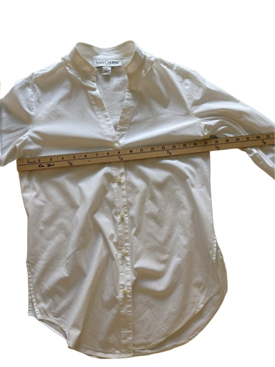 Sara Campbell White Ruffle-Trim Button Down Blouse - Picture 5 of 10